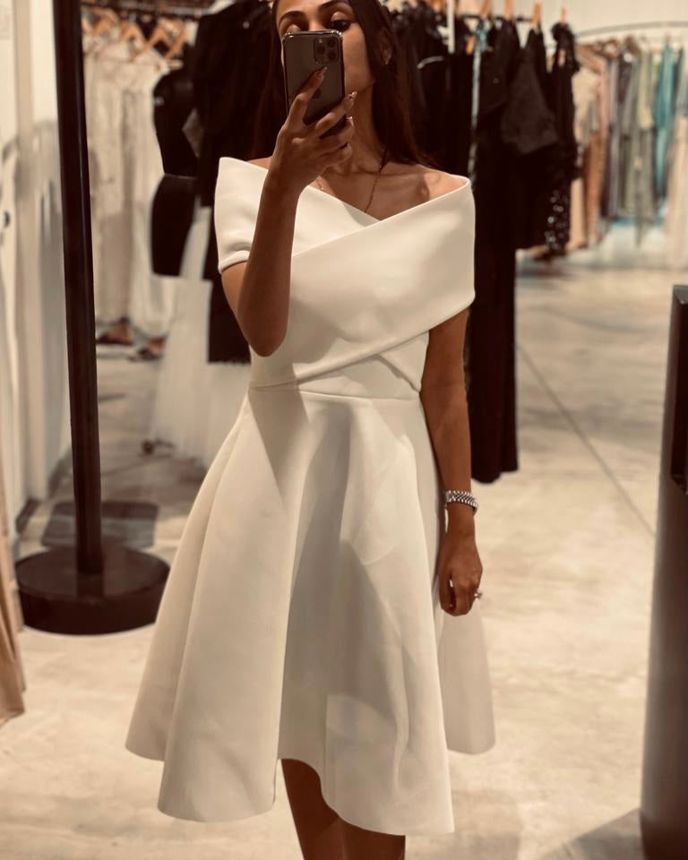 White off- shoulder dress