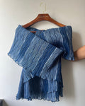 blue textured band-aid organza top