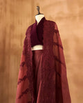 Plum organza cape set