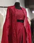 Red laced cape set