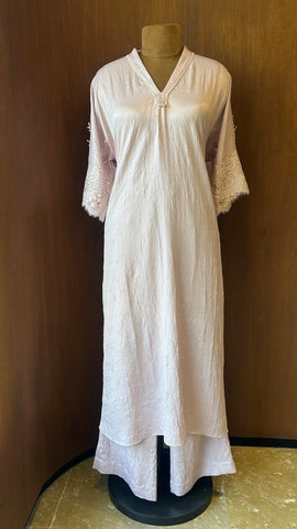 PINK TEXTURED KURTA SET
