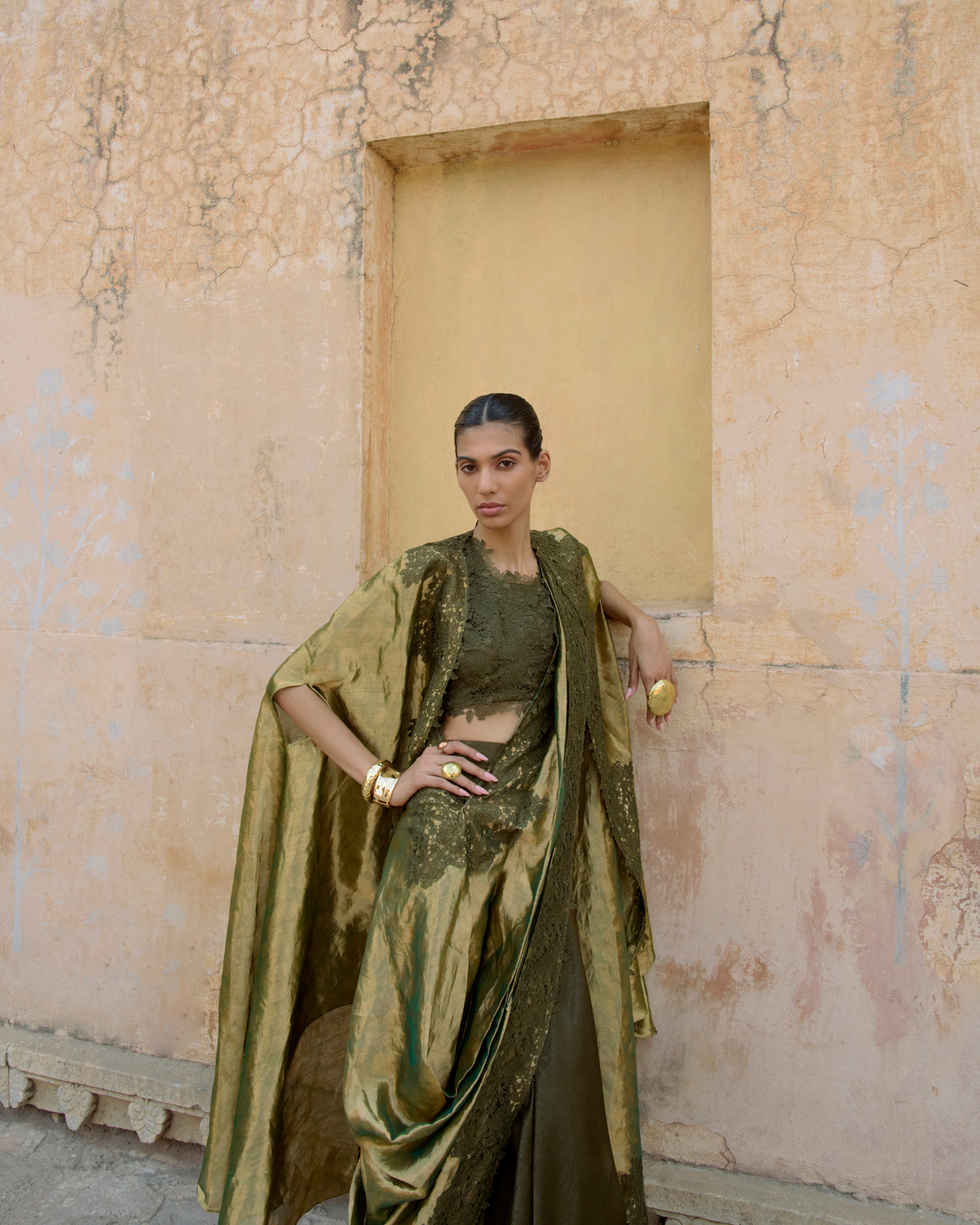 TISSUE JACKET SAREE & CAPE Set