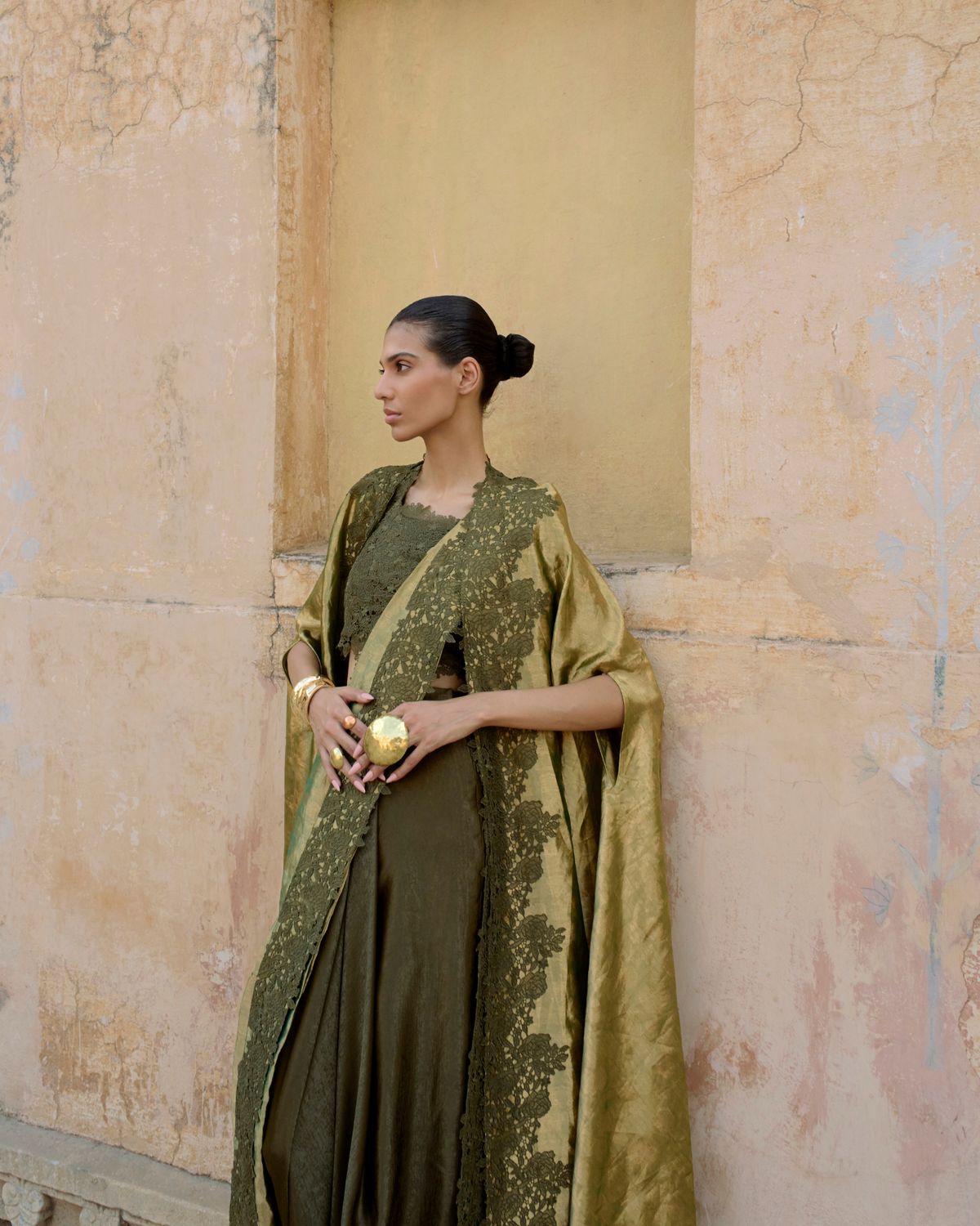 TISSUE JACKET SAREE & CAPE Set