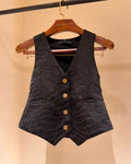 Navy Textured satin vest
