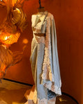 Ice blue banarasi saree set