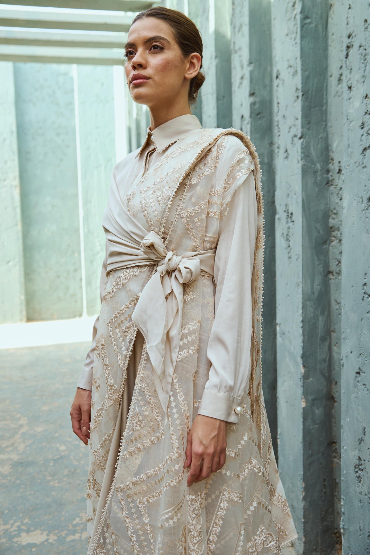 Champagne Knot-a-saree set