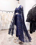 Navy Embellished cape set