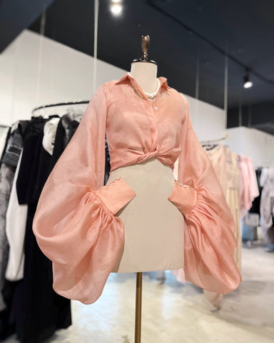 Peach bag sleeve shirt