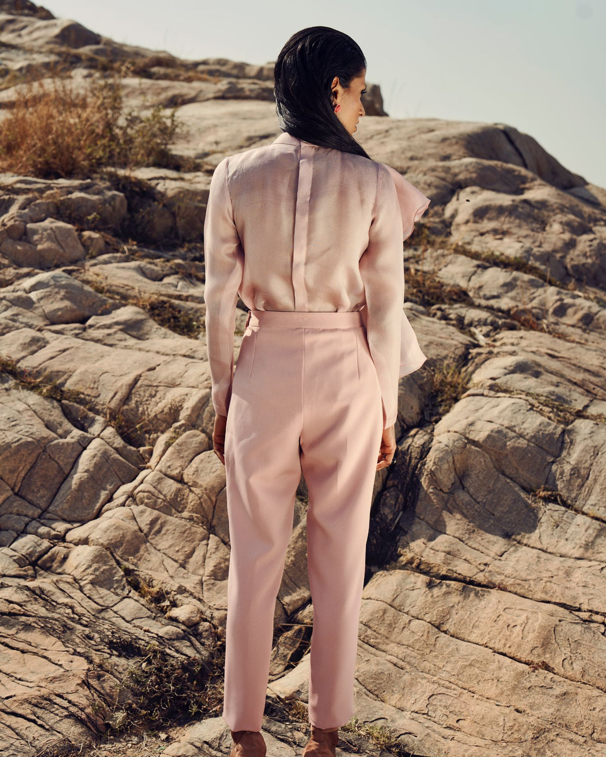 Pink ruffled shirt