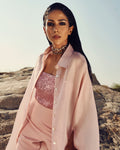 Pink trailed shirt-set