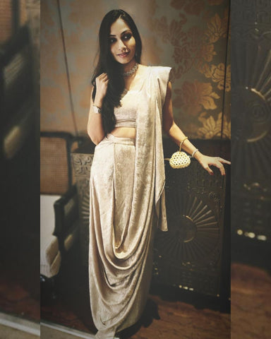 Champagne saree set