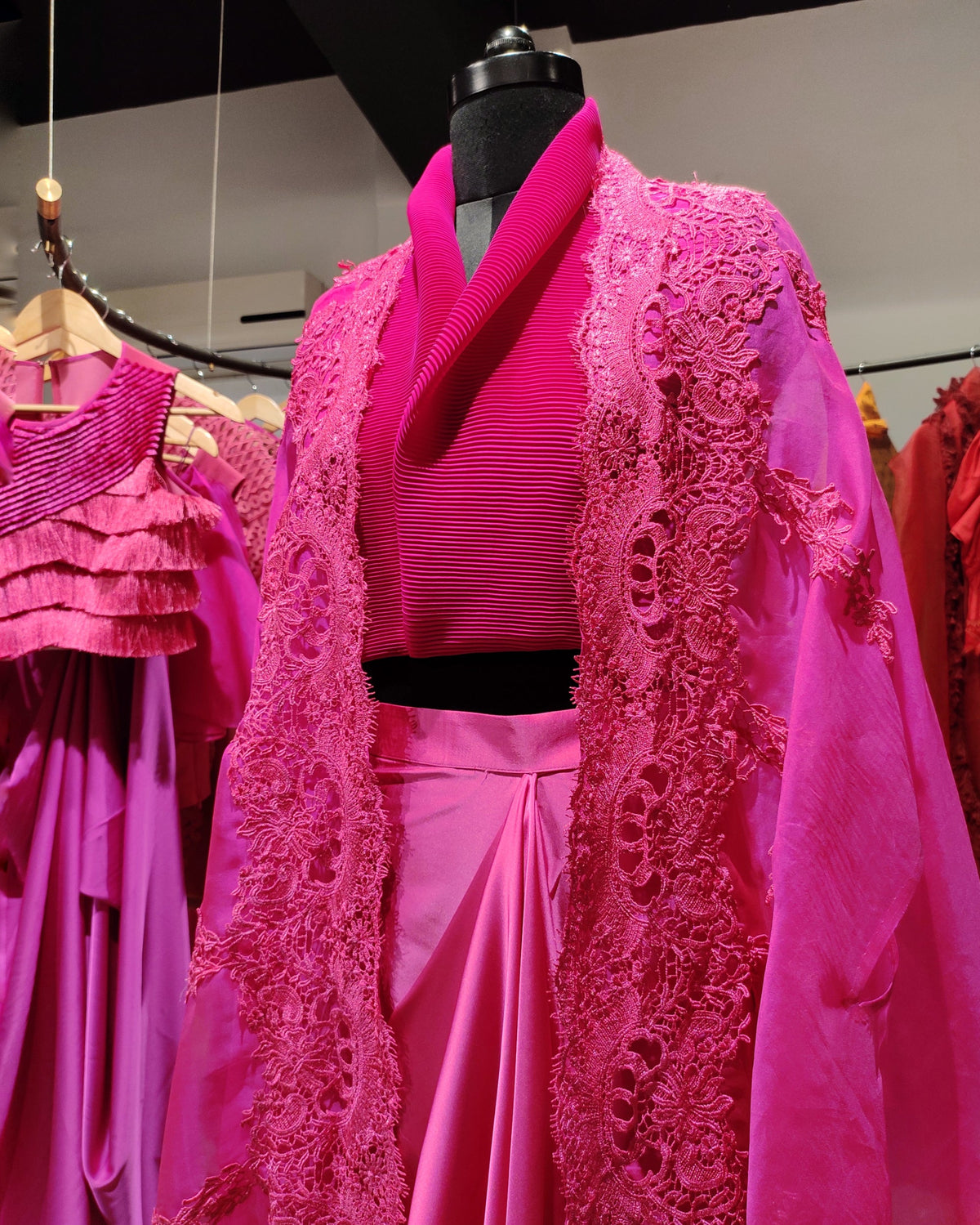 Fuchsia Signature organza cape set