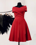 Red off shoulder dress