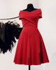 Red off shoulder dress