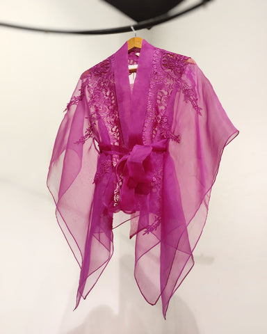 Fuchsia Organza cape top