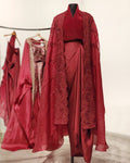 Red Signature organza cape set.