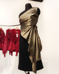 Gold taffeta draped dress
