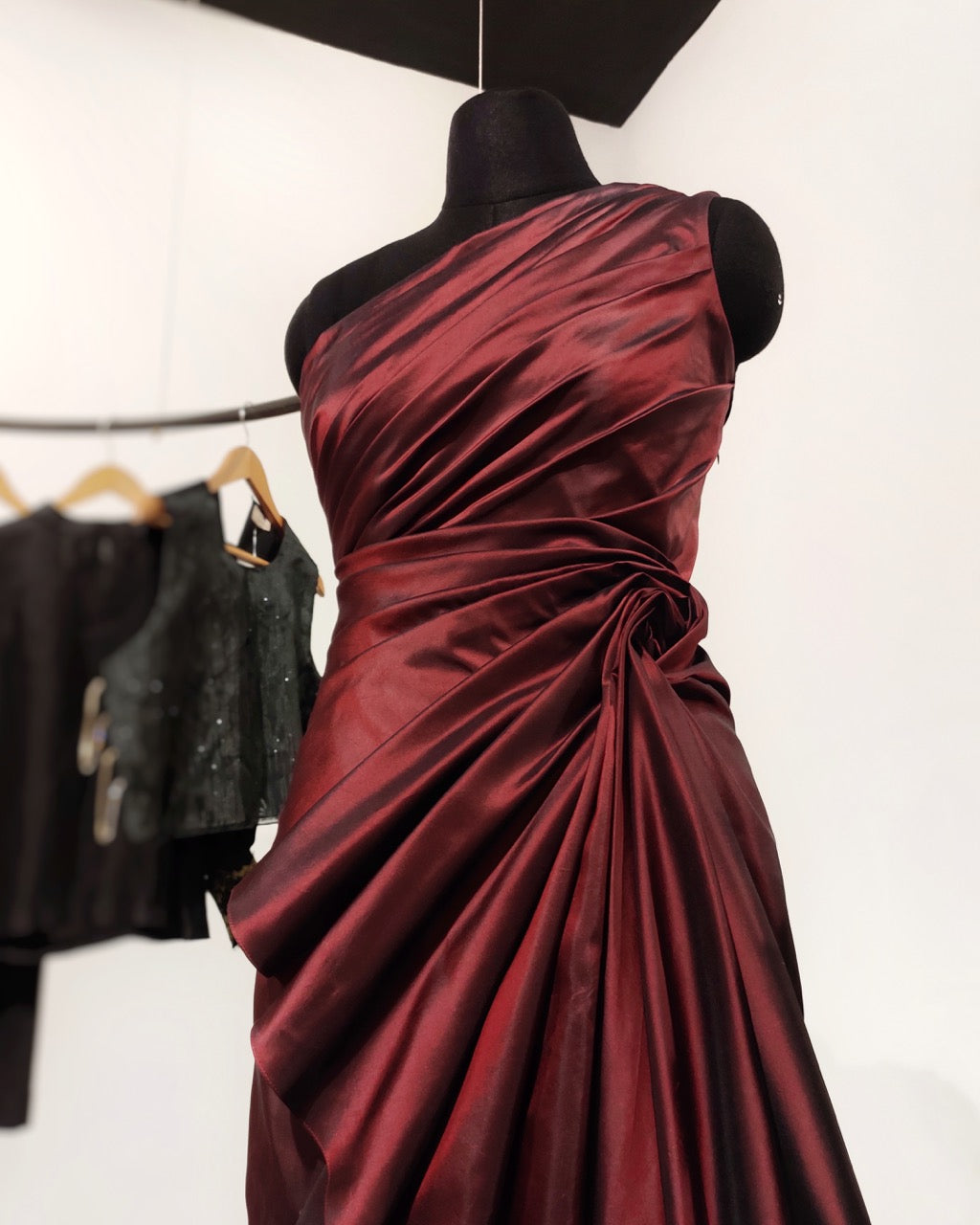 Red taffeta dress