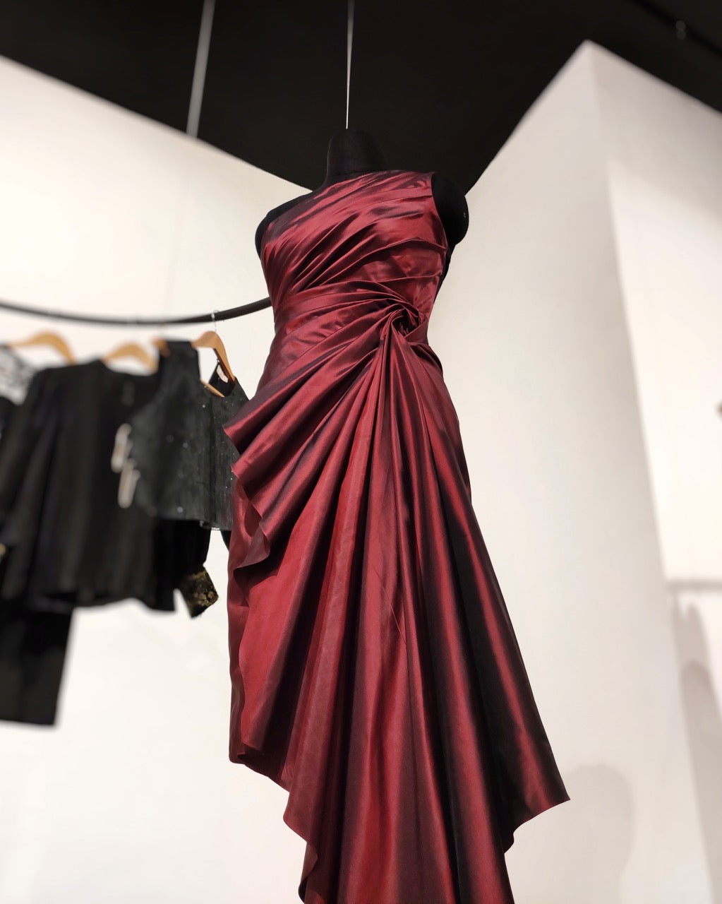 Red taffeta dress