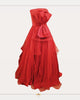 Red organza bow gown