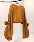 Silk exaggerated sleeve top