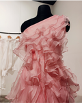 Pink ruffled organza dress