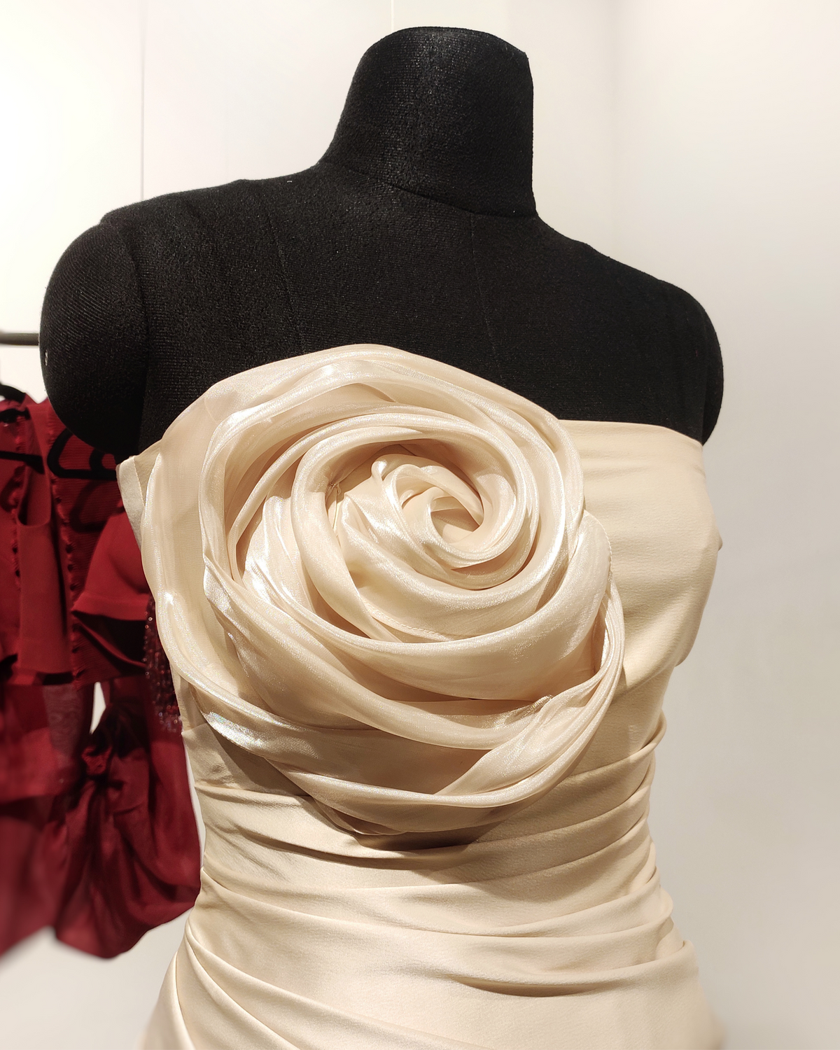 Beige rosette duchess dress