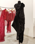 Black pre-draped saree set