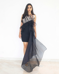 Black ruffled organza dress