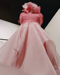 Pink layered organza gown