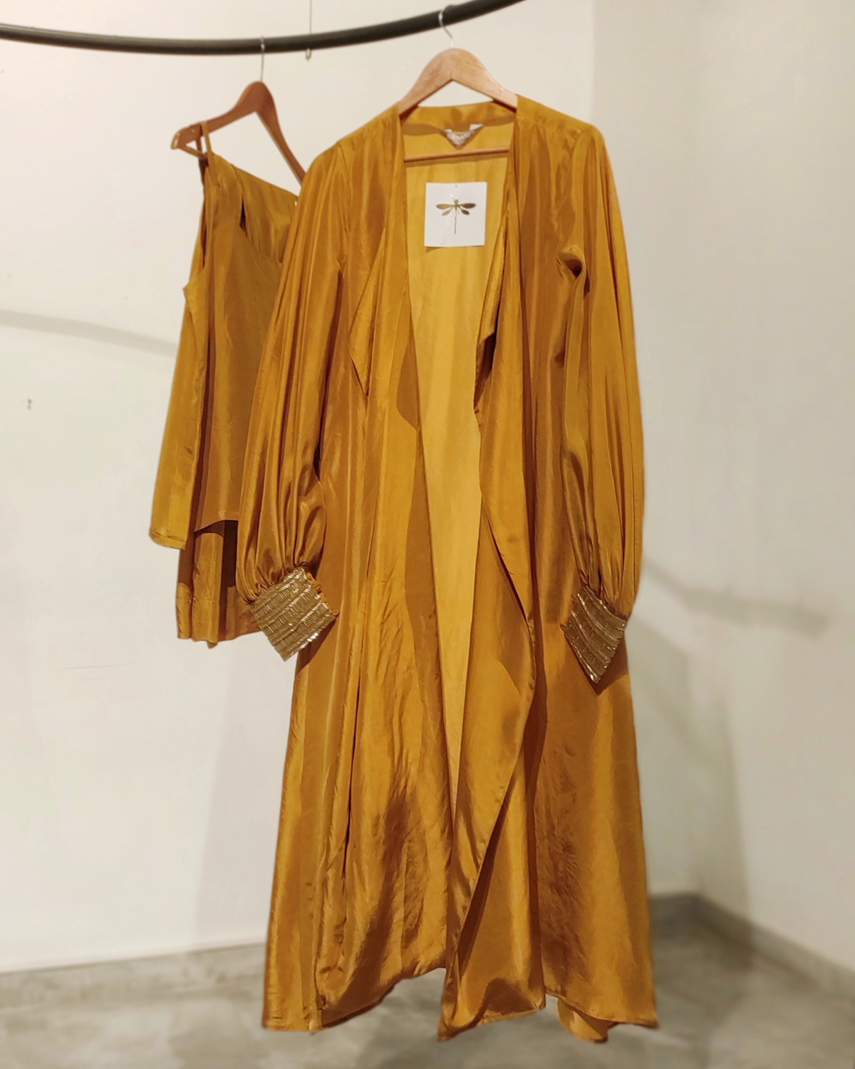 Mustard silk trench