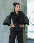 Black feather organza top