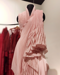 Pink Pre-draped pleated saree set