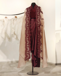Red & beige signature organza cape set