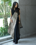 Black & gold pre-draped Banarasi saree set