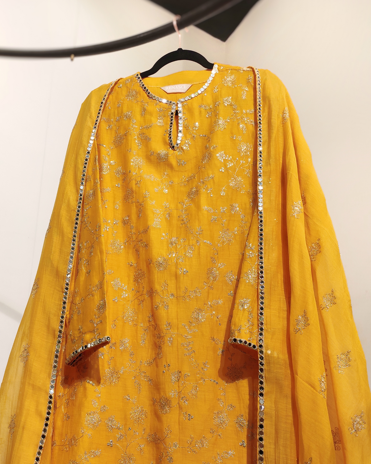 Yellow chanderi silk kurta set