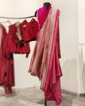 Fuchsia pre-draped saree set