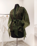 Olive organza cape top